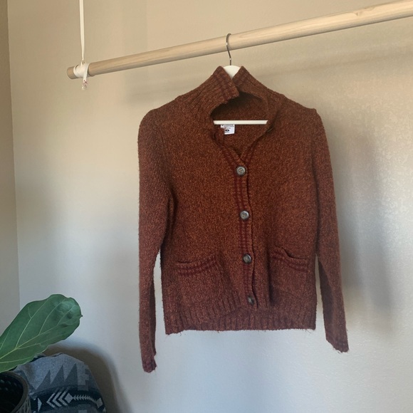 Columbia Fair Isle Chunky Knit button up cardigan rust Sweater - Picture 2 of 6